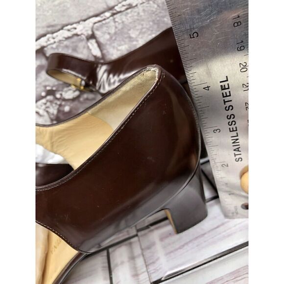 Silvia Florentina Brown Patent Leather Mary Jane Strap Heels Women Sz 9M US/40EU - Picture 10 of 16